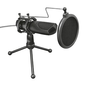 Trust Gaming GXT 232 Mantis Micro Streaming USB, Microphone Professionel avec Trépied et Filtre Anti-Pop, Micro Gamer pour
