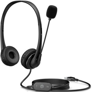 HP Wired Over-the-head Stereo Headset - Black - Binaural - Supra-aural - 64 Ohm - 20 Hz to 20 kHz - 179.8 cm Cable - Uni-d