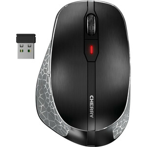 CHERRY ERGO MW 8C ERGO Maus - Bluetooth/Radio-Frequenz - USB - Optisch - 6 Taste(n) - Schwarz - 10 - Kabellos - 2,40 GHz -