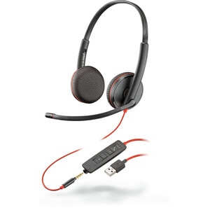 Plantronics Blackwire C3225 有线 头戴式 立体声 耳机 - 双声道 - 上耳式 - 20 Hz 到 20 kHz - 降噪, 降噪 麦克风 - A 型 USB, 迷你手机（3.5毫米）