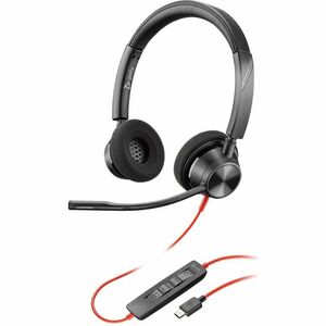 Plantronics Blackwire 3320 有线 头戴式 立体声 耳机 - 黑 - 双声道 - 上耳式 - 32 欧姆 - 20 Hz 到 20 kHz - 降噪 麦克风 - 降噪 - C型 USB