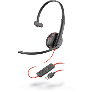 Poly Blackwire 3210 有线 头戴式 Mono 耳机 - 单声道 - 上耳式 - 20 Hz 到 20 kHz - 降噪, 降噪 麦克风 - A 型 USB