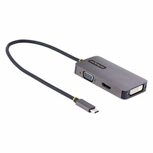 StarTech.com USB C Video Adapter, USB C to HDMI DVI VGA Adapter, 4K 60Hz, Aluminum, Video Display Adapter, USB Type C Trav
