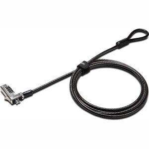 Kensington Slim Cable Lock For Notebook - 1.83 m Cable - Resettable - 4-digit - Combination Lock - Black - Carbon Steel - 