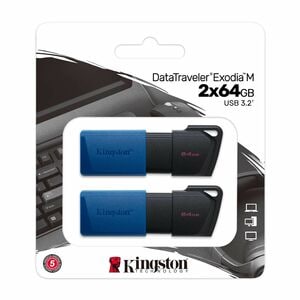 Kingston DataTraveler Exodia M 64 GB USB 3.2 (Gen 1) Type A Flash Drive - Blue, Black - 2 / Pack