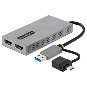 StarTech.com USB to Dual HDMI Adapter, USB A/C to 2x HDMI Displays (1x 4K30, 1x 1080p), USB 3.0 to HDMI Converter, 4in/11c
