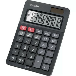Canon AS-120 II Simple Calculator - Angled Display, Dual Power, Lightweight, Auto Power Off, Key Rollover, Sign Change, Pl