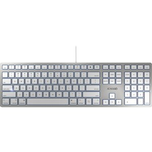 CHERRY KC 6000 SLIM Keyboard - Cable Connectivity - USB Interface - English (US) - Silver, White - Scissors Keyswitch - Ma