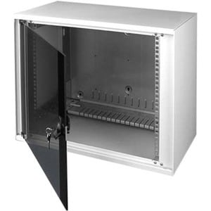 MINKELS 6U Wall Mountable Enclosed Cabinet Rack Cabinet - Black - Steel, Glass - 100 kg Maximum Weight Capacity