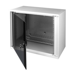 MINKELS 21U Wall Mountable Enclosed Cabinet Rack Cabinet - 482.60 mm Rack Width - Black - Steel - 100 kg Maximum Weight Ca