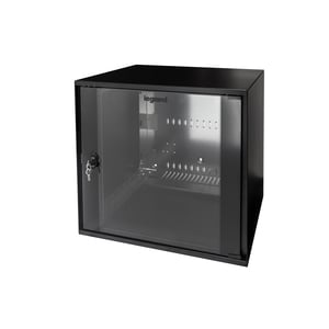 MINKELS 9U Wall Mountable Enclosed Cabinet Rack Cabinet - 482.60 mm Rack Width - Graphite Black - Steel - 100 kg Maximum W