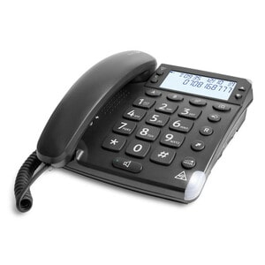 Doro Magna 4000 Standard Phone - Wall Mountable - Black - 1 x Phone Line - Speakerphone - Hearing Aid Compatible