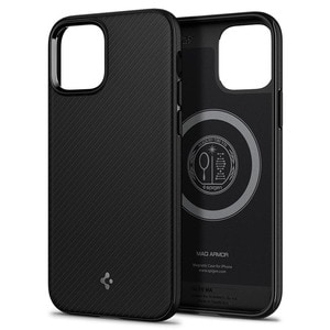 Spigen Mag Armor Case for Apple iPhone 12, iPhone 12 Pro Smartphone - Matte Black - Shock Absorbing, Scratch Resistant - T