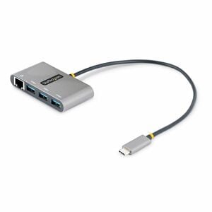 StarTech.com 3-Port USB-C Hub with Ethernet, 3x USB-A, Gigabit Ethernet, USB 3.0 5Gbps, Bus-Powered, Portable Laptop USB T