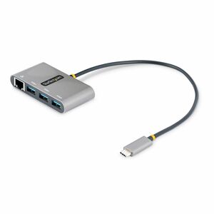StarTech.com USB/Ethernet Combo Hub - USB 3.2 (Gen 1) Type C - Portable - Space Gray - UASP Support - 3 Total USB Port(s)1