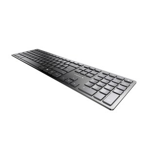 CHERRY KW 9100 SLIM Keyboard - Wireless Connectivity - Belgian - Black, Silver - Scissors Keyswitch - Bluetooth/RF - 4 - 1