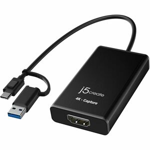 j5create JVA11-N Video Capturing Device - Black - Functions: Video Capturing, Video Game Capturing, Video Game Streaming -