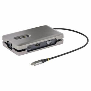 StarTech.com USB-C Multiport Adapter w/USB-C DP Alt Mode Video/4K HDMI/VGA, USB-C Dual Monitor Docking Station, Type C Min