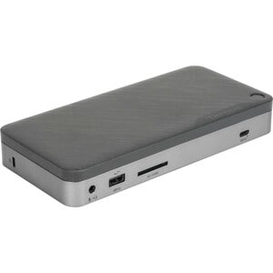 Targus DOCK221 Thunderbolt 3 扩展插口 用于 台式计算机, 笔记本电脑, 显示器, 光驱, 扬声器, 麦克风, 耳机, 硬盘, 打印机, 键盘, 鼠标 - 内存卡阅读器 - SD - 85 W 电源 - 黑, 灰 -