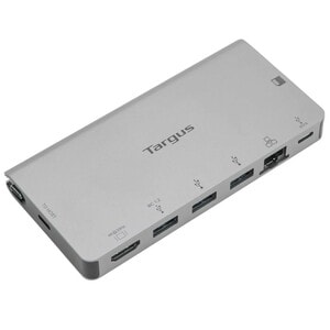 Targus DOCK414 C型 USB 扩展插口 用于 闪盘, 耳机, 鼠标, 键盘, 扬声器, 硬盘, 笔记本电脑, 显示器 - 内存卡阅读器 - SD, microSD - 100 W - 银 - 1 支持的显示器 - 4K - 384