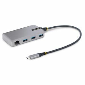 StarTech.com USB/Ethernet-Hub - USB 3.2 (Gen 1) Typ C - Tragbar - Grau - UASP-Support - 3 Total USB Port(s)1 Netzwerk (RJ-