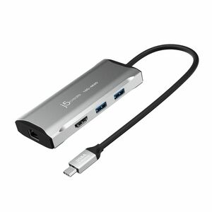 j5create USB 3.2 Gen 1 (3.1 Gen 1) Type-C Docking Station for Notebook - 100 W Power Supply - Grey - 4K - 3840 x 2160 - 2 