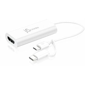 j5create JUA165C A/V Adapter - TAA Compliant - 1 x Micro USB Type B - Male, 1 × USB Type C - Male, 1 × Micro USB Type B - 