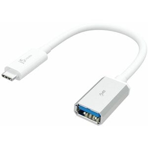 j5create JUCX05 Data Transfer Adapter - 1 - 1 × USB 3.1 Type A - Female - 1 × USB 3.1 Type C - Male - White, Silver