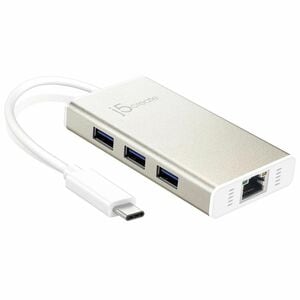 j5create USB/Ethernet Combo Hub - USB 3.0 Type C - 640 MB/s - 3 Total USB Port(s) - 3 USB 3.0 Port(s)1 Network (RJ-45) Por