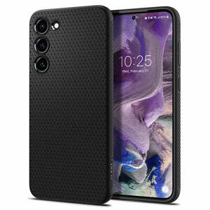 Spigen Liquid Air Case for Samsung Galaxy S23 Smartphone - Geometric Design - Matte Black - Drop Resistant, Anti-slip, Sho