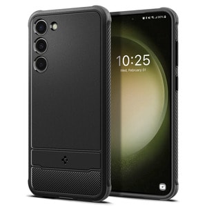 Spigen Rugged Armor Rugged Case for Samsung Galaxy S23 Smartphone - Carbon Fiber Texture - Matte Black - Drop Resistant, S