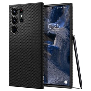 Spigen Liquid Air Case for Samsung Galaxy S23 Ultra Smartphone - Geometric Design - Matte Black - Drop Resistant, Anti-sli