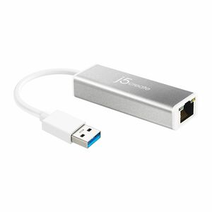 j5create JUE130-N Adaptador Gigabit Ethernet para MacBook - 10/100/1000Base-T - Prata - USB 3.0 Tipo A - 1000 Mbit/s Taxa 
