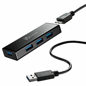 j5create JUH340-N USB-Hub - USB 3.0 Micro-B - 4 Total USB Port(s) - 4 USB 3.0 Port(s) - Linux, Mac, PC