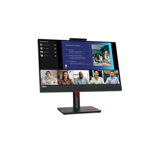 Lenovo ThinkVision T24v-30 24" Class Webcam Full HD LCD Monitor - 16:9 - Raven Black - 60.5 cm (23.8") Viewable - In-plane
