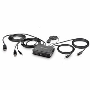 StarTech.com KVM Switchbox - 2 Computer(s) - 1 Local User(s) - 4K - 3840 x 2160 - 4 x USB - USB 2.0 - 2 x DisplayPort - De
