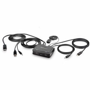 StarTech.com KVM Switchbox - 2 Computer(s) - 1 Local User(s) - 4K - 3840 x 2160 - 4 x USB - USB 2.0 - 2 x DisplayPort - De
