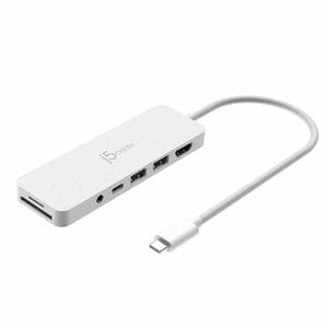 j5create USB Type C Docking Station - Memory Card Reader - SD - White - USB Type-A - USB Type-C® - HDMI - Wired
