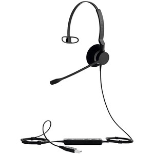 Jabra BIZ 2300 USB UC Wired Over-the-head Mono Headset - Black - Monaural - Supra-aural - Noise Cancelling, Noise Reductio