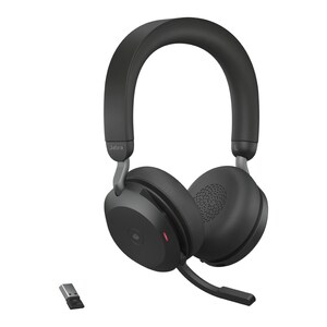 Jabra Evolve2 75 Wireless On-ear Stereo Headset - Black - Binaural - Ear-cup - 3000 cm - Bluetooth - 20 Hz to 20 kHz - MEM