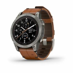 Garmin fēnix 7 Pro Smart Watch - Titanium Case Color - Chestnut Band Color - Titanium Body Material - Fiber Reinforced Pol