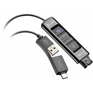 Poly DA85-M Headset Adapter for Headset - USB Type A, USB Type C Connectivity - Black