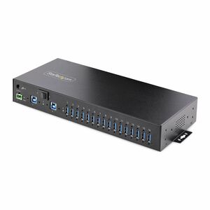 16-Port Industrial USB 3.0 Hub 5Gbps Metal DIN/Surface/Rack Mountable ESD Protection Terminal Block Power up to 120W Share