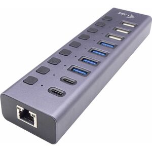 i-tec USB/Ethernet Combo Hub - USB 3.2 Gen 1 (3.1 Gen 1) Type-C - Grey - 10 Total USB Port(s) - 3 USB 2.0 Port(s)1 Network