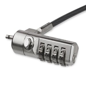 Laptop Cable Lock - With Swivel Hinge - 2 m / 6.5 Steel Cable - Portable 4-Digit Combination Lock - Locking Security Cable