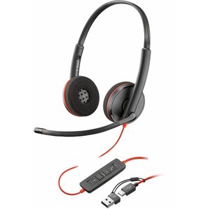 Casque Poly Blackwire 3220 - Filaire - Design Supra-auriculaire, Sur tête - Stéréo - Couleur Noir - Binaural - Supra-aural