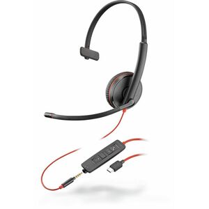 Poly Blackwire 3215 Kabel Auf den Ohren Mono Headset - Schwarz - Microsoft-Teams-Zertifizierung - Monaural - Geschlossen -