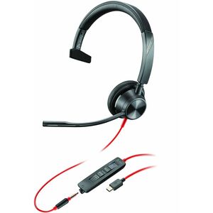 Poly Blackwire 3315 Kabel Auf den Ohren, Kopfbügel Mono Headset - Schwarz - Microsoft-Teams-Zertifizierung - Monaural - Oh