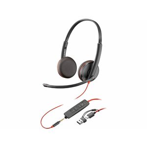 Poly Blackwire 3225 Wired On-ear, Over-the-head Stereo Headset - Black - Binaural - Supra-aural - 32 Ohm - 20 Hz to 20 kHz