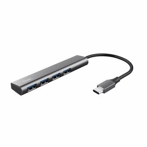 Trust Halyx USB Hub - USB Type C - 640 MB/s - Keyboard, Mouse, Camera, Headset - Desktop - Grey - 4 Total USB Port(s) - iO